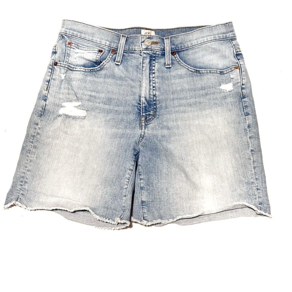J Crew Long Denim Shorts in Breezy Blue Wash
